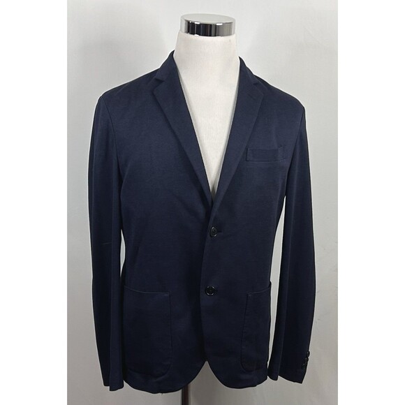 Uniqlo Medium Slim Fit Sport Coat Navy Blue Cotton Blend Two Button Vented - Picture 2 of 6